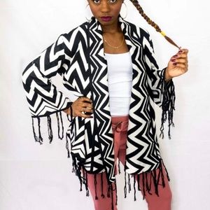 Woman's Sweater Fringed Cardigan